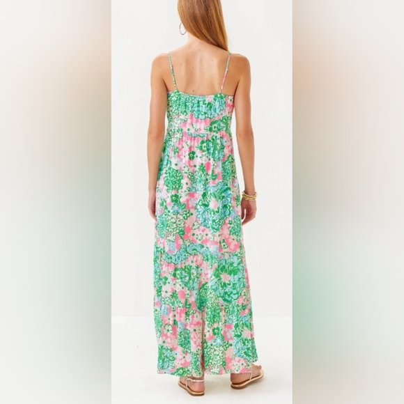 NWT Lilly Pulitzer Teresa Maxi Dress Multi Plumes In Bloom Size L - Picture 2 of 6